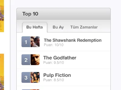 Top 10 List list tab