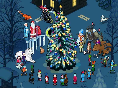 HNY illustration pixel pixel art