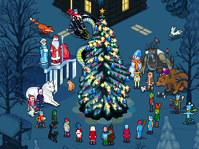 HNY illustration pixel pixel art