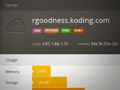 Server Settings cloud graph koding settings ui