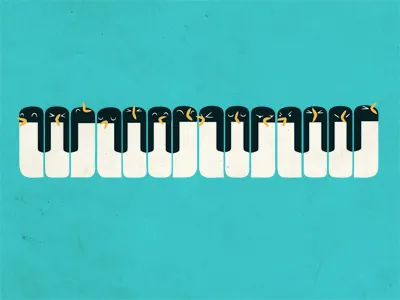 Choir Of Antartica art fun humor illustration ilovedoodle lim heng swee music penguin piano poster print singing smile