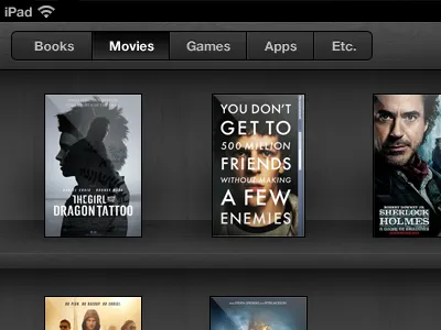 Movies ios ipad shelf wooden