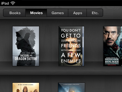 Movies ios ipad shelf wooden