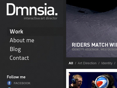 Portfolio Preview dmnsia jonathan dury logo menu portfolio redesign ui web webdesign