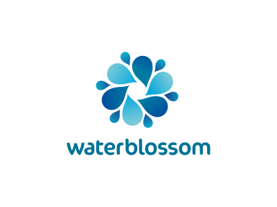 Waterblossom blossom blue circular design drop flower icon icons illustration logo petal water