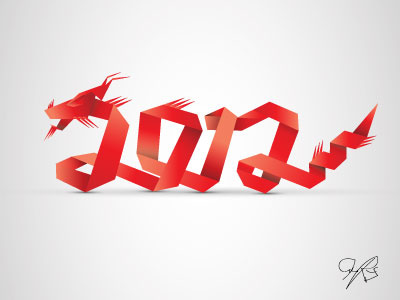 2012 2012 brand identity branding calligraphy design dragon illustration lettering logo logo design new year origami ornaments type typography vector