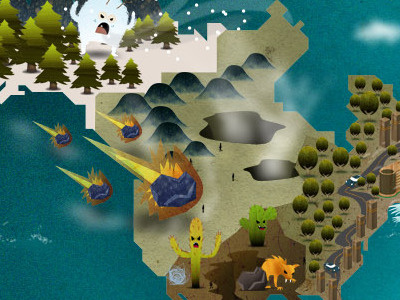 Bon Voyage Wallpaper character design grain monsters texture vector world map
