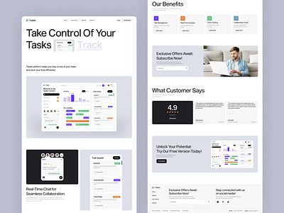Tasker - Landing For Management Platform b2b business clean dashboard landing management minimal product design saas tasks web design