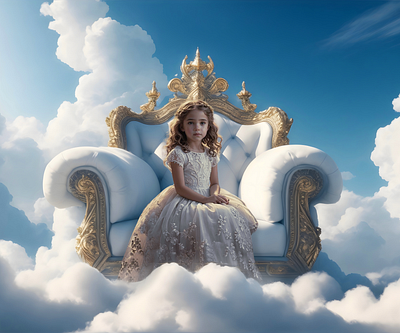 Fantasy Arm Chair Floats in The Clouds Digital Backgrounds