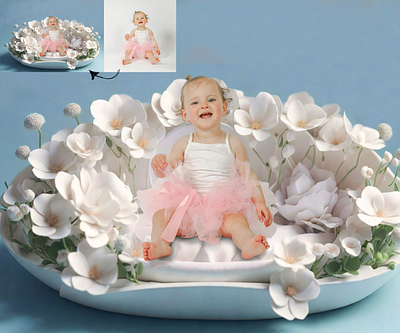 Newborn Digital Backdrop, Children Flower Bed