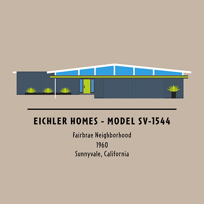 Fairbrae Eichler Homes community MOD-icon architecture eichler house drawing icon icon design illustration mid century modern minimalism minimalist modernism vector vector art vector illustration