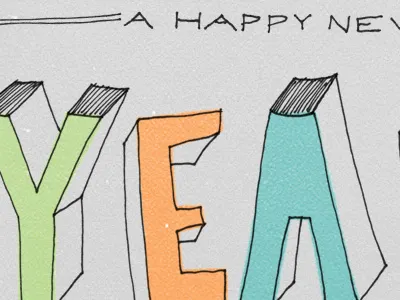 A Happy Ne Yea hand person typography