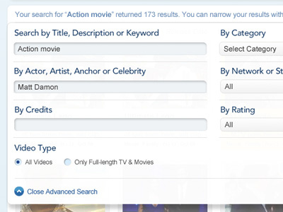 Advanced Search text field ui ux web