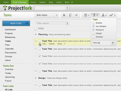 Goggles Projectfork 4.0 Concept app joomla projectfork projects tasks ui