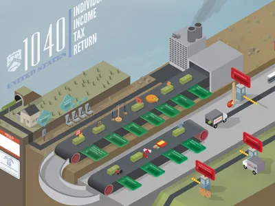 Illustrated Income Tax Return illustrator isometric map tax