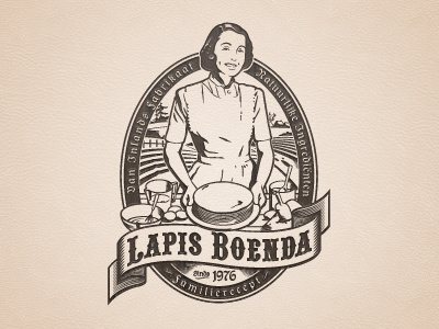 Lapis Boenda bake brown cake farm home made lady layer logo mother ribbon vintage