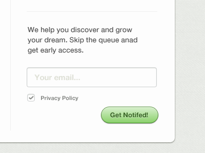 Get Notified! button design form green texture ui user interface web