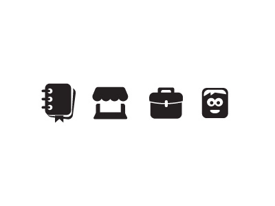 osvaldas.info icon set about bag black blog bw face icon icons journal mono portfolio set shop store white work