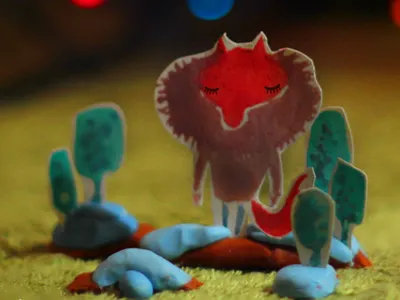 New Year 2012 2012 cut fox illustration new year out paper watercolor