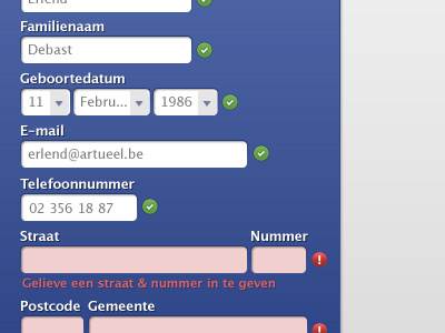 Form design blue design error facebook form succes