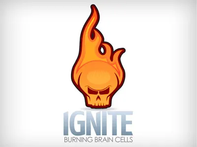 Ignite Logo flame identity illustrator logo skull
