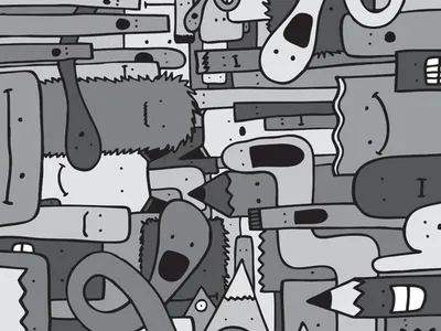 Pile de Monstres - Black&White black and white hand drawn illustration ink monsters