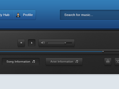 Bassment WIP 2 blue music player ui