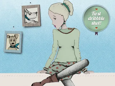 My first dribbble shot blue carolina kaucher dog first shot green illustration shot website