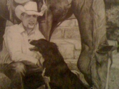 Western Sketch charcoal cowboy dog hat horse jeff jurica nature rodeo rustic sketch western