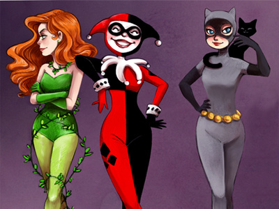 Gotham Girls color batman catwoman harley quin poison ivy