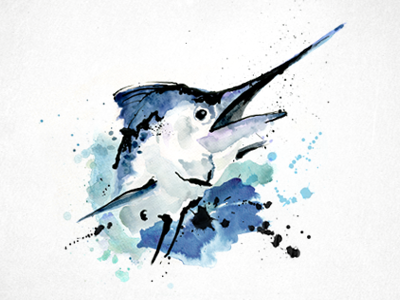 Marlin 2 fish illustration marlin painting watercolor