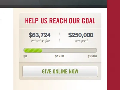 Help Us Reach Our Goal button css3 donate give progress widget