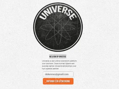 Universe login logo space startpage universe webdesign