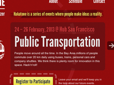 Event Site Concept cta narrow fonts red website