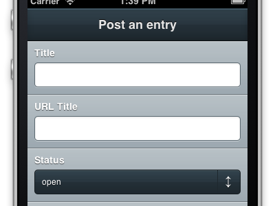 Post entry form blue dropdown form