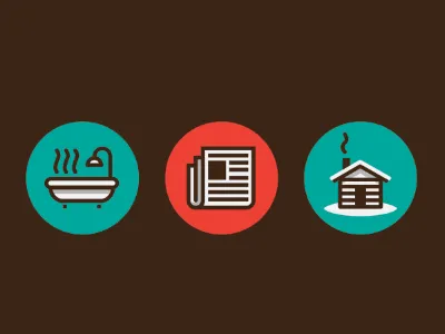 Comfort Icons bath cabin camping flat style hot shower hot tub news lodging log news paper icons shelter shower