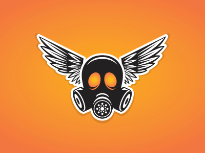 The Gasmask black feathers gas gasmask icon mask orange wings