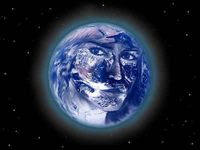 Mother Earth earth face globe photo manipulation