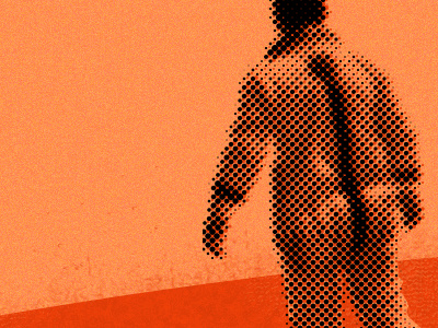 Lost halftone illustration orange