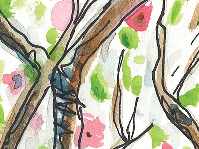 Watercolor Illustration illustration ink nature spring texture tree watercolor