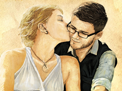 Together bri bride groom photoshop self sketch wacom wedding