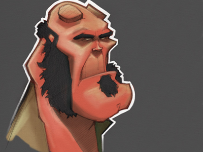 Hellboy comics digital hellboy illustration pencil red