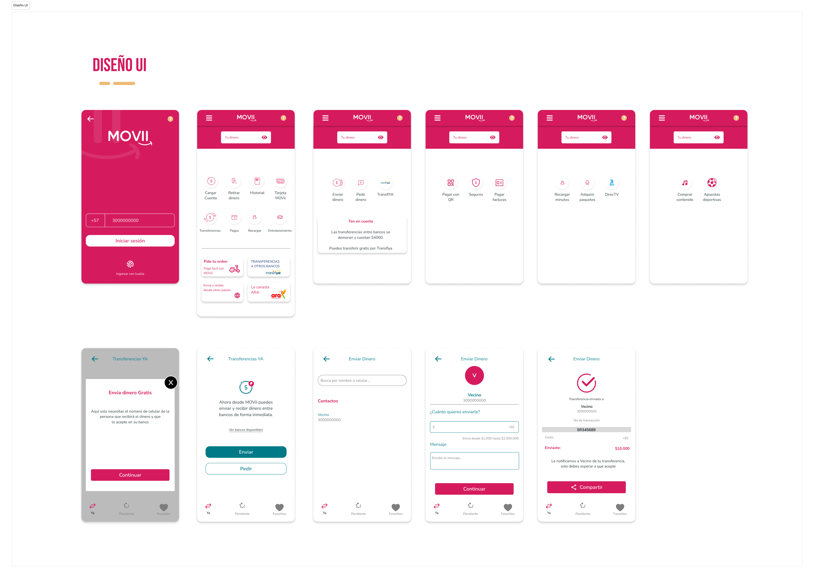 Fintech Movii App app fintech mobile payments ui wireframe