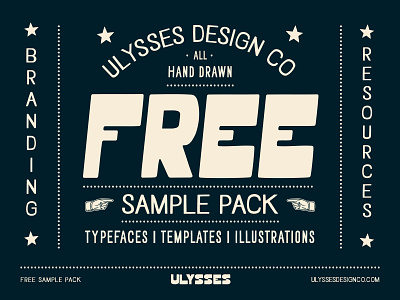 Free Sample Pack - Ulysses Design Co badge brand identity branding design free free font free sample pack gift graphic design hand drawn hand drawn font hand drawn typeface illustration logo sample pack template typeface typography ui vector