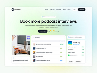 Podcast website landing page landing page podcast saas website