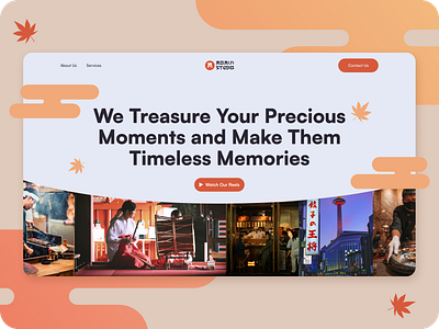 Momiji Studio - A Photo Studio Landing Page branding daily ui design landing page modern orange photo studio ui ux