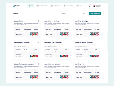 Created Searches available candidate branding candidates manage documents marked candidate prototyping search candidates ui design