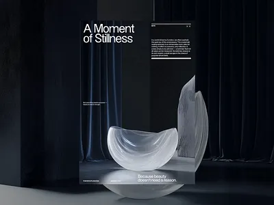 A Moment of Stillness [Exploration 18] 3d 3d design 3d render aesthetical art direction branding design graphic design interaction layout minimal poster process style typography ui ui ux uxui webflow website design