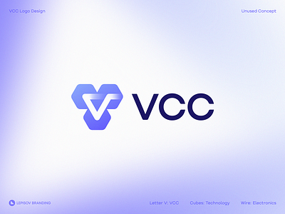 VCC Logo Design. Unused Concept branding crypto design diods graphic design industrial led lepisov letter v light lighting logo manufacturer saas tech typography ui web3