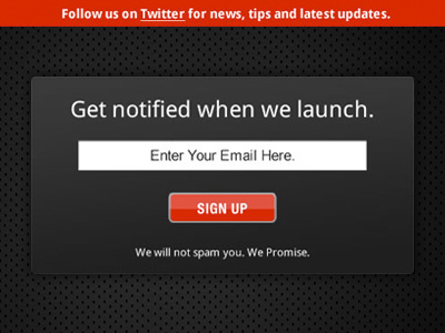 Sign-Up Form coming soon email sign up form website